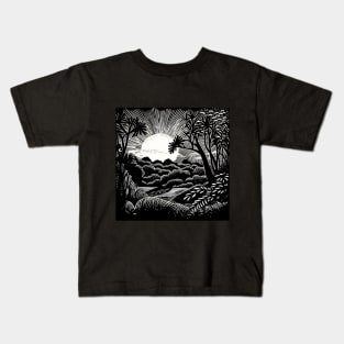 Linocut Vegetation Kids T-Shirt